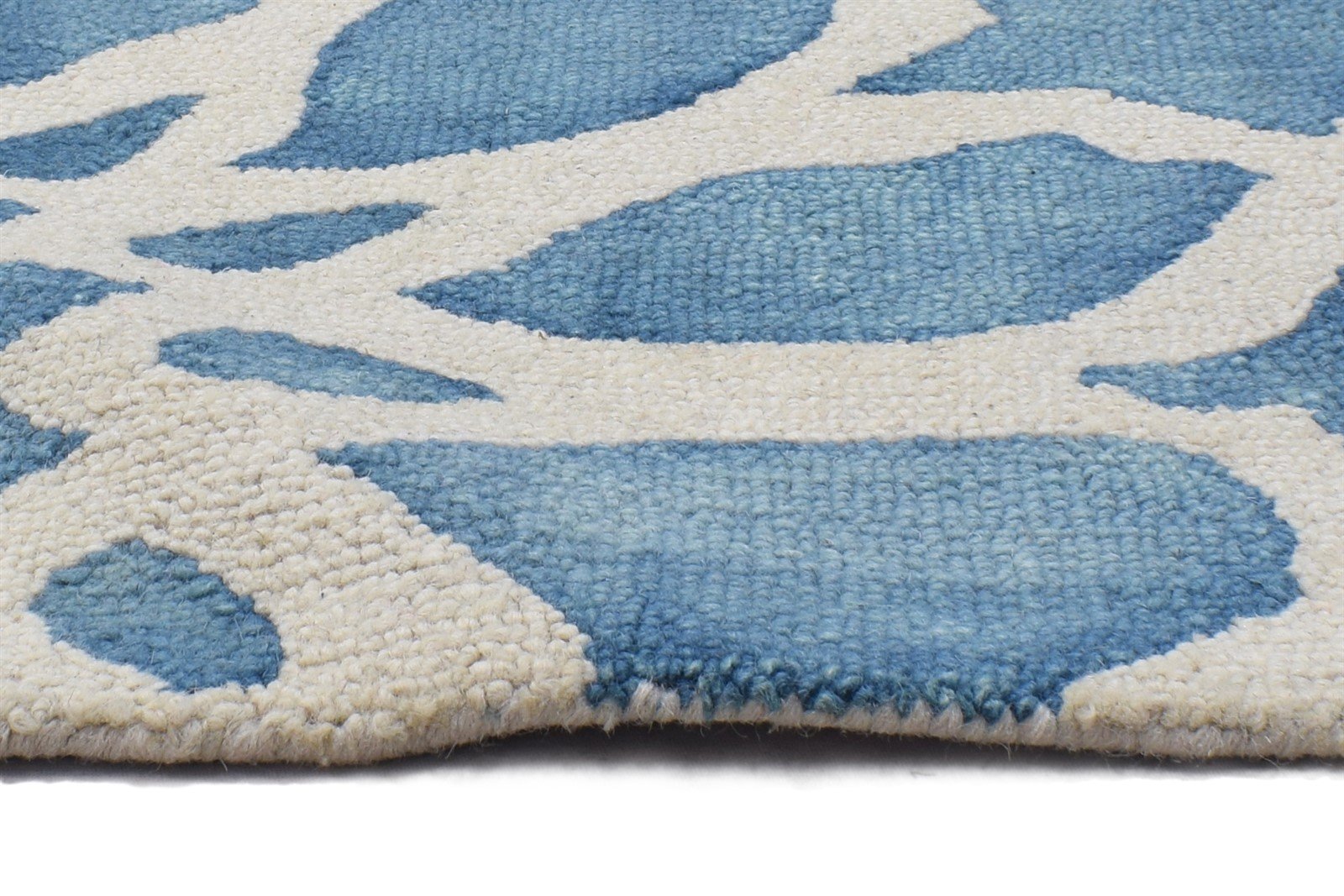 Wool Blue Rug 2' X 2' Modern Hand Tufted French Floral Small Carpet 7864128340117