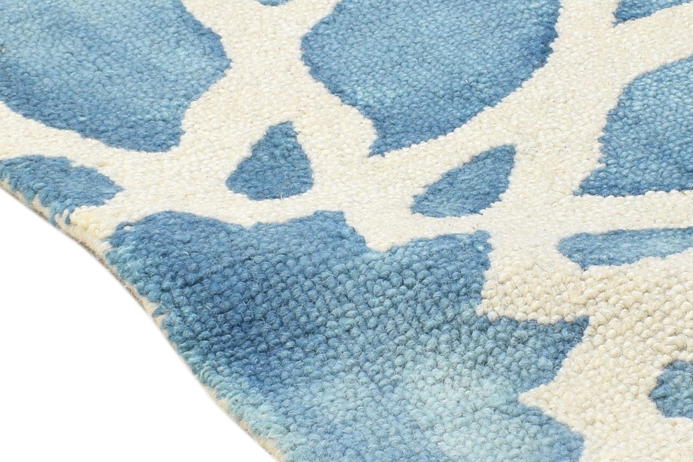 Wool Blue Rug 2' X 2' Modern Hand Tufted French Floral Small Carpet 7864128340117