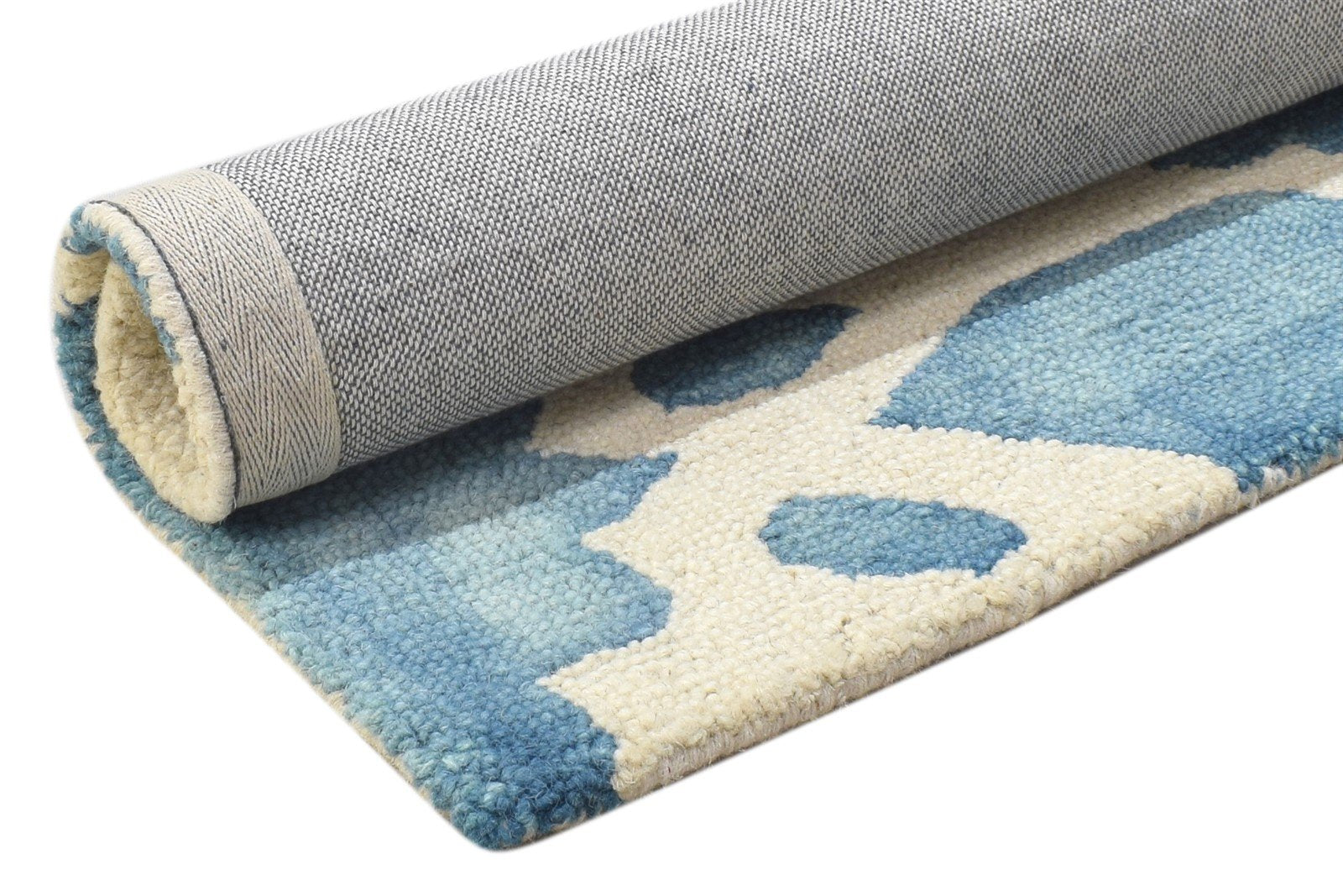 Wool Blue Rug 2' X 2' Modern Hand Tufted French Floral Small Carpet 7864128340117