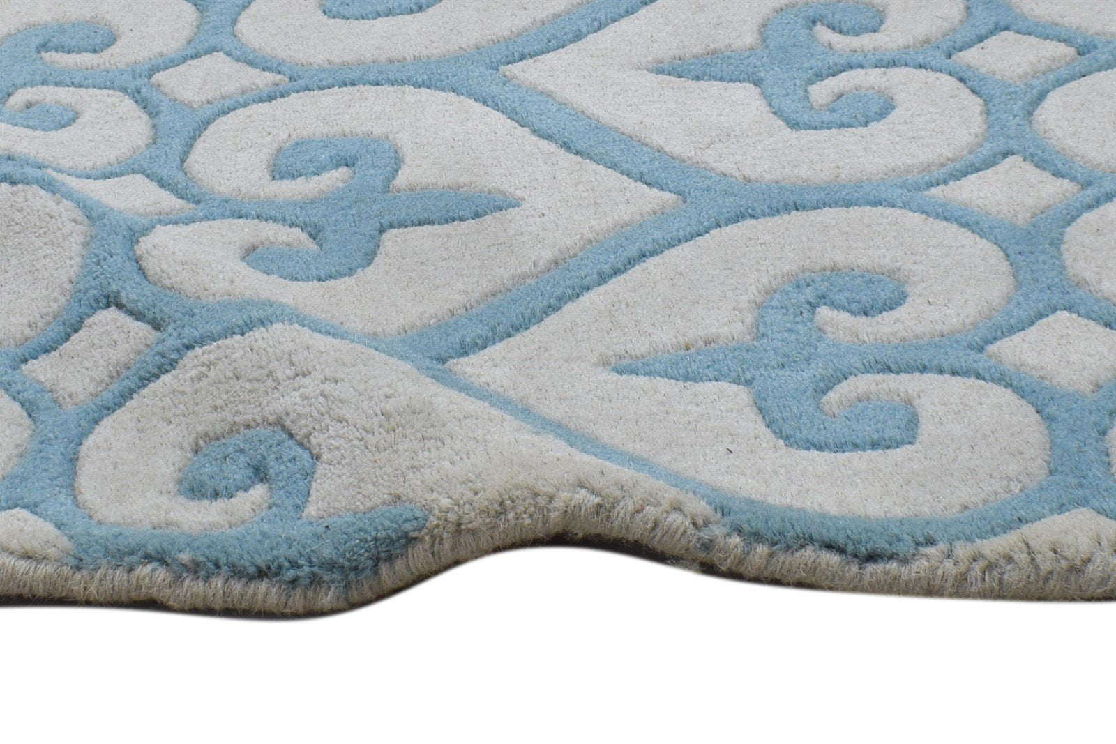 Wool Blue Rug 2' X 2' Modern Hand Tufted Moroccan Floral Small Carpet 7864125620373