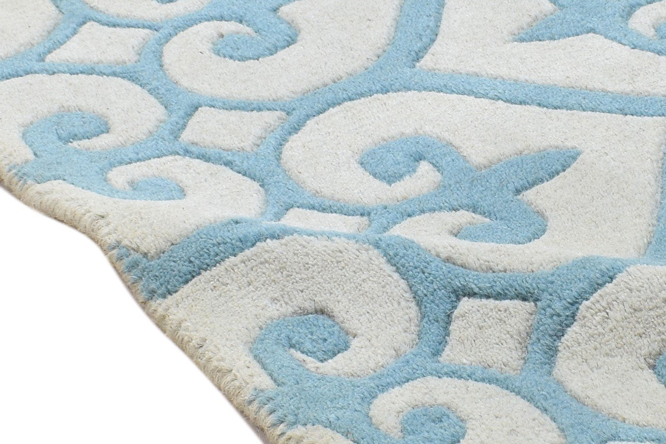Wool Blue Rug 2' X 2' Modern Hand Tufted Moroccan Floral Small Carpet 7864125620373