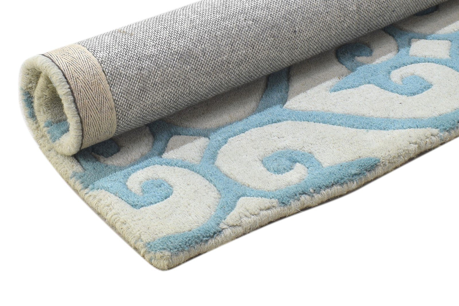 Wool Blue Rug 2' X 2' Modern Hand Tufted Moroccan Floral Small Carpet 7864125620373