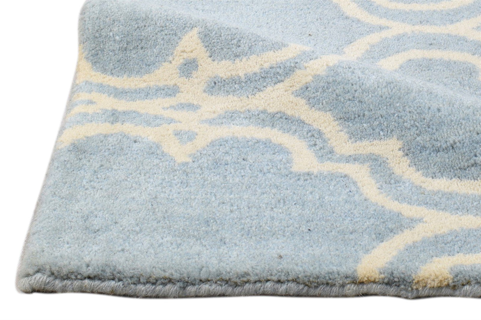 Wool Blue Rug 2' X 2' Modern Hand Tufted Moroccan Trellis 2'2"X2'2" Carpet 7860696416405