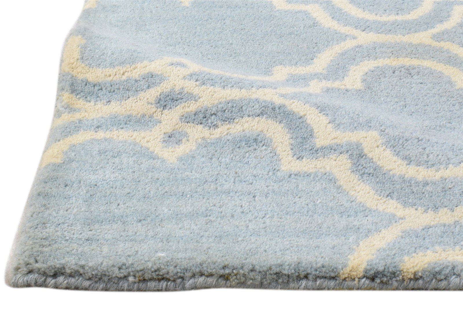 Wool Blue Rug 2' X 2' Modern Hand Tufted Moroccan Trellis 2'2"X2'2" Carpet 7860696088725
