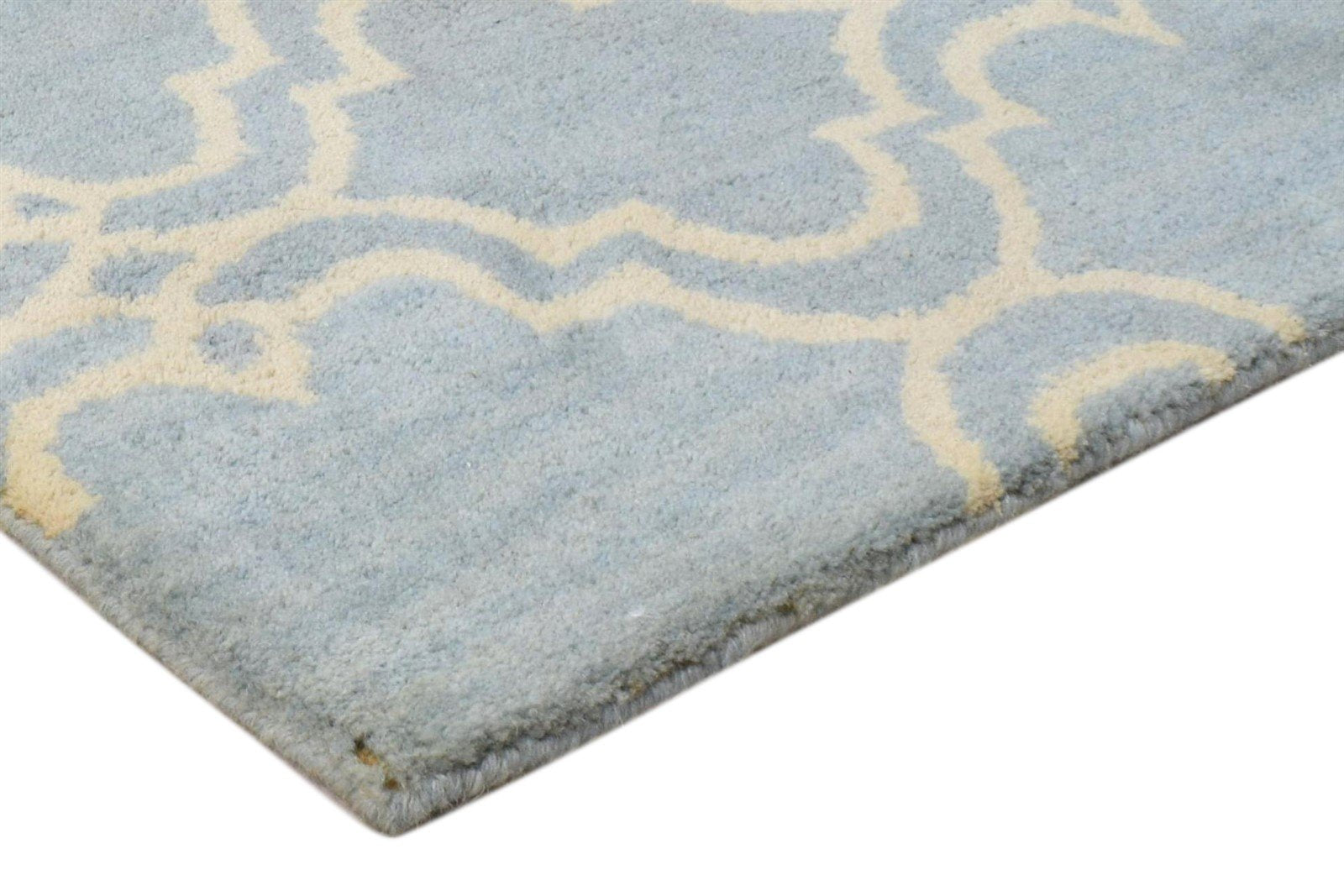 Wool Blue Rug 2' X 2' Modern Hand Tufted Moroccan Trellis 2'2"X2'2" Carpet 7860696088725