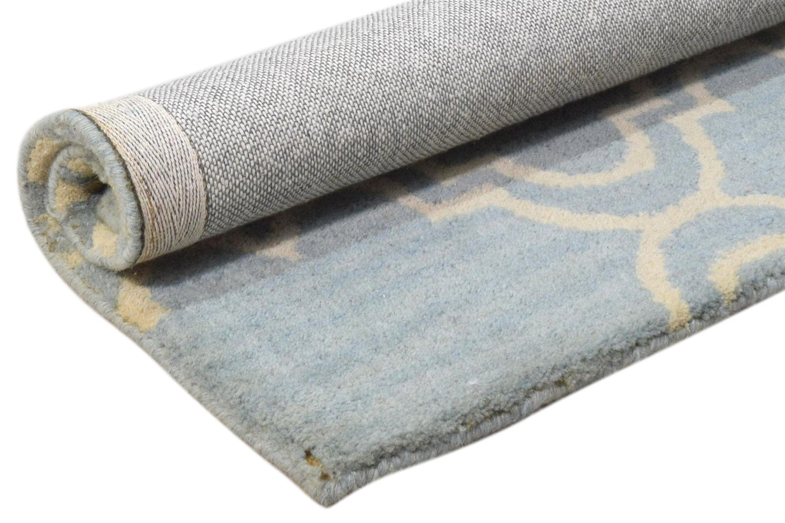 Wool Blue Rug 2' X 2' Modern Hand Tufted Moroccan Trellis 2'2"X2'2" Carpet 7860696088725