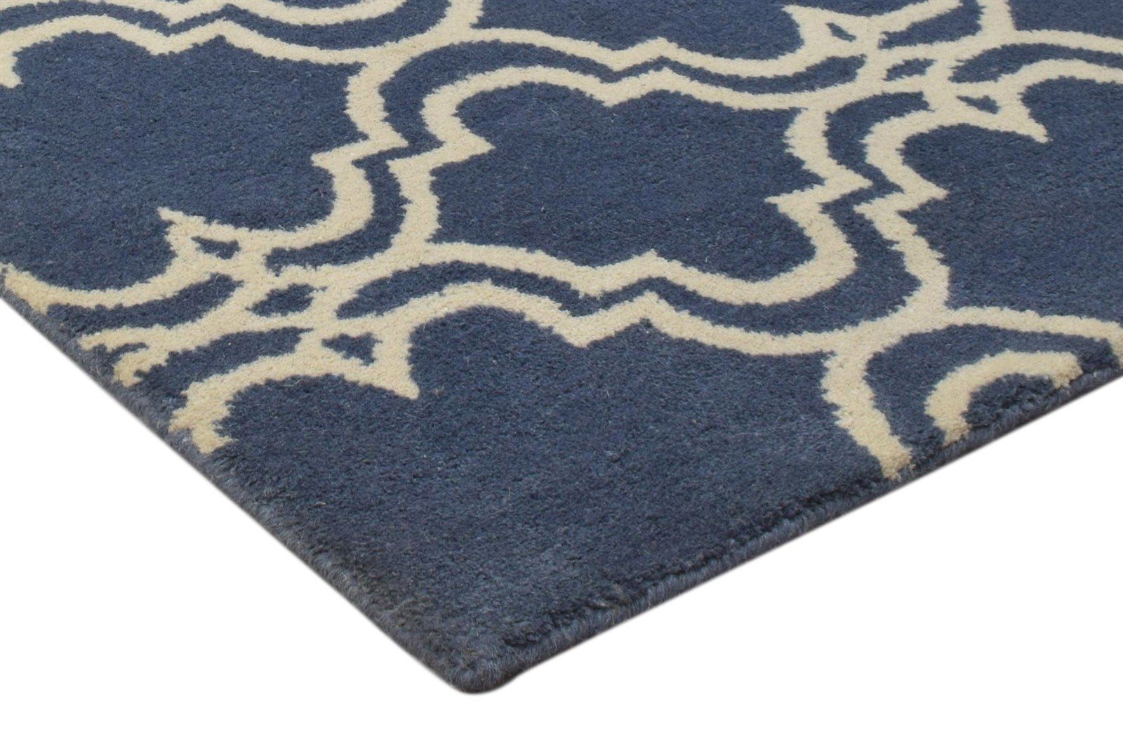 Wool Blue Rug 2' X 2' Modern Hand Tufted Moroccan Trellis 2'2"X2'2" Carpet 7860696842389