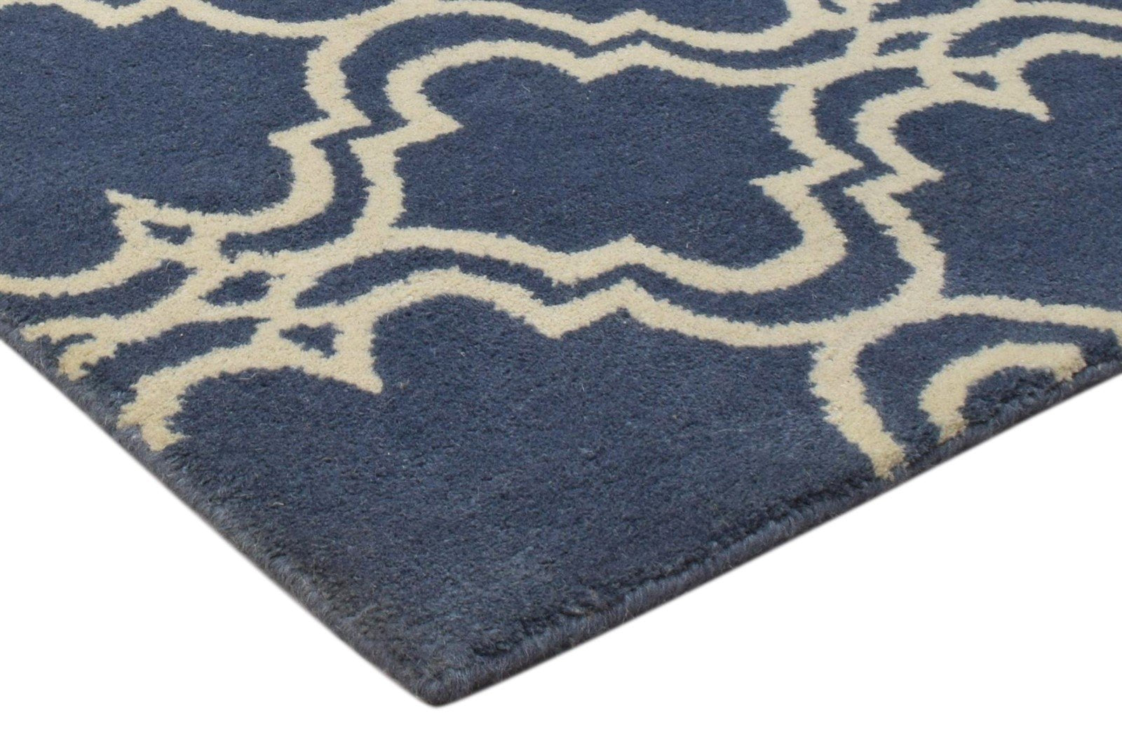 Wool Blue Rug 2' X 2' Modern Hand Tufted Moroccan Trellis 2'2"X2'2" Carpet 7860696842389