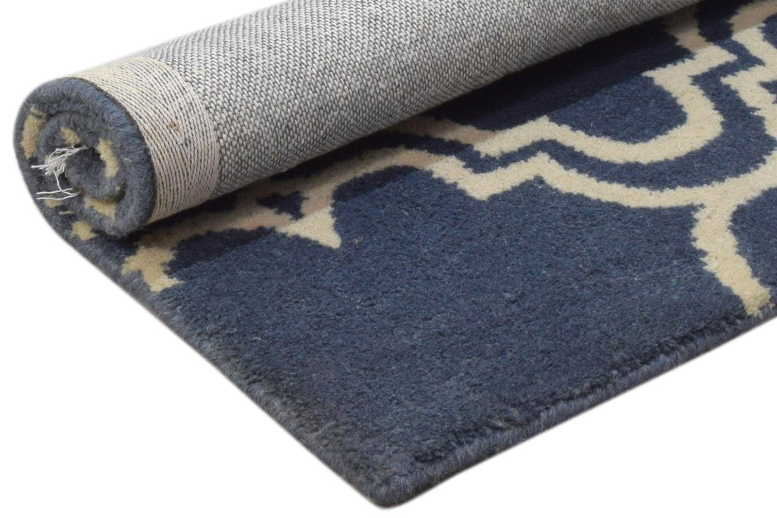 Wool Blue Rug 2' X 2' Modern Hand Tufted Moroccan Trellis 2'2"X2'2" Carpet 7860696842389