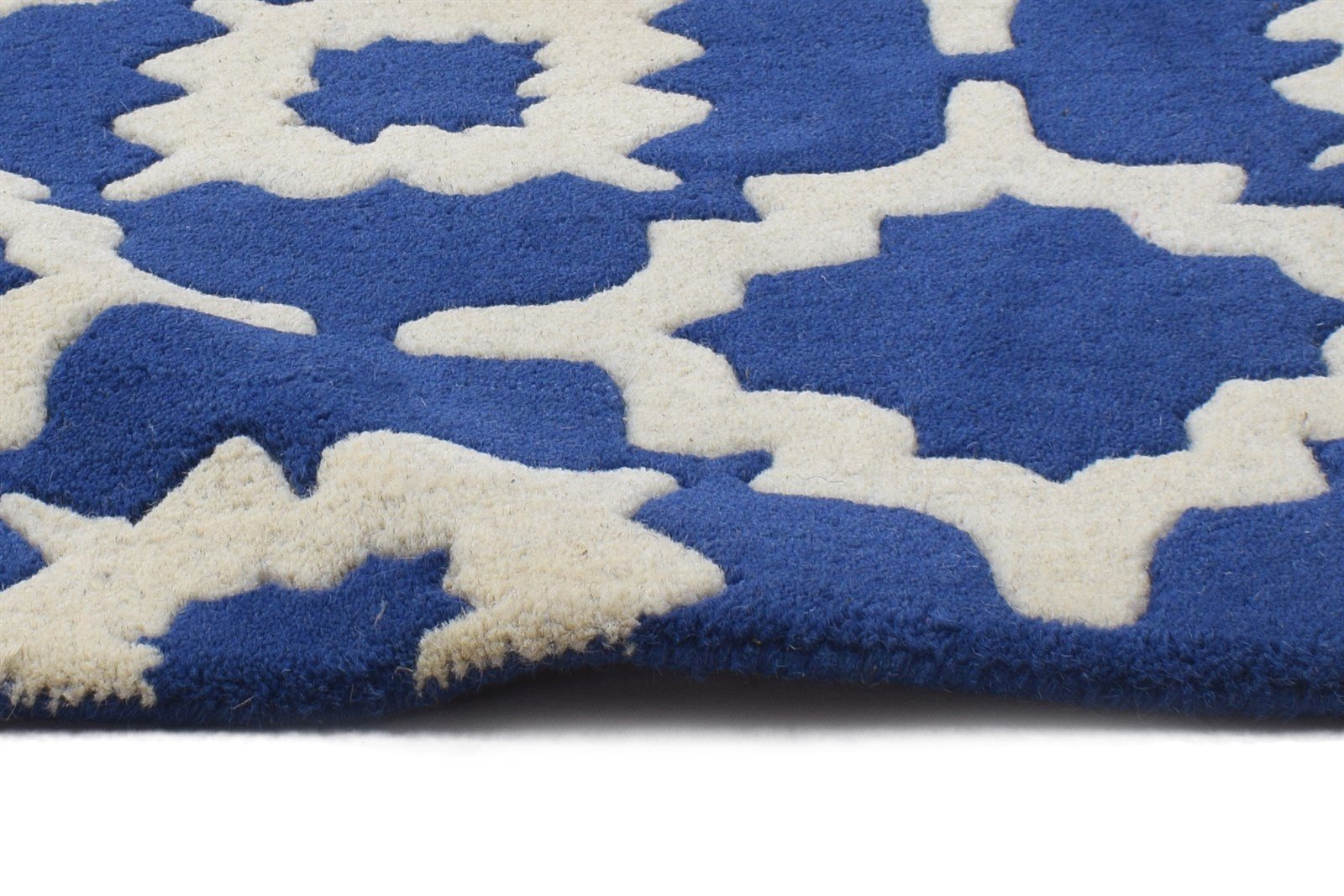 Wool Blue Rug 2' X 2' Modern Hand Tufted Moroccan Trellis Small Carpet 7864131485845