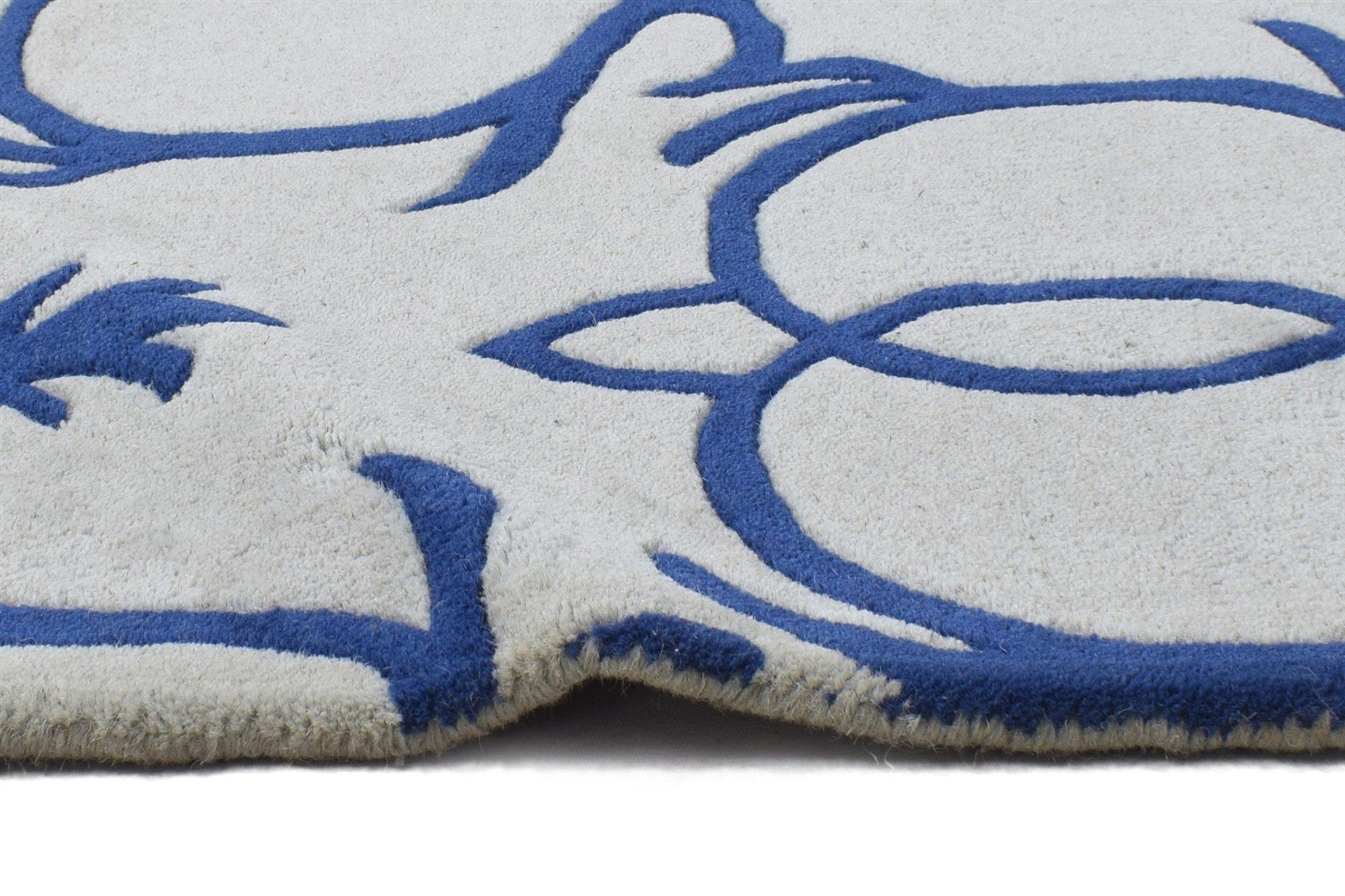 Wool Blue Rug 2' X 2' Modern Hand Tufted Moroccan Trellis Small Carpet 7864127783061