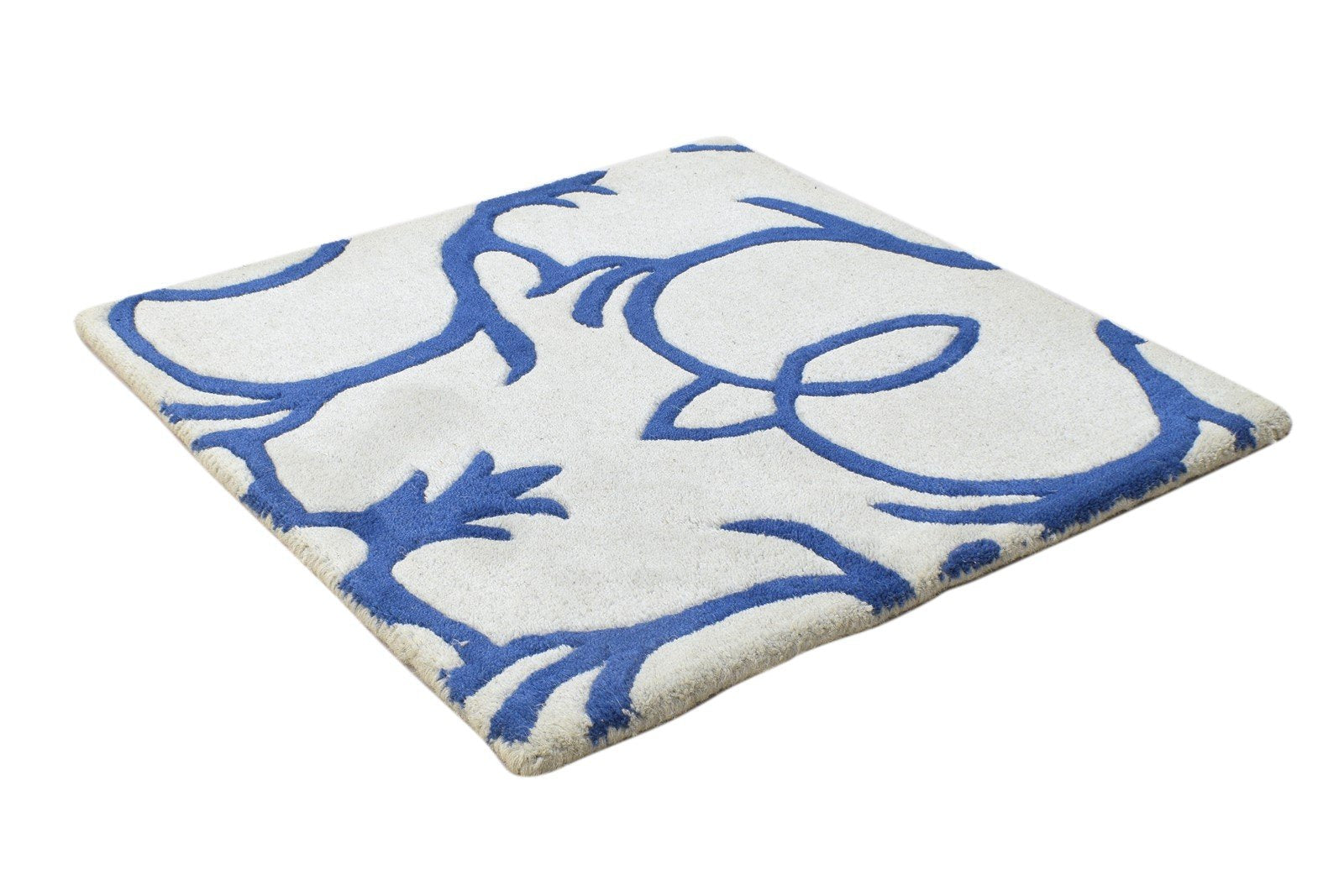 Wool Blue Rug 2' X 2' Modern Hand Tufted Moroccan Trellis Small Carpet 7864127783061