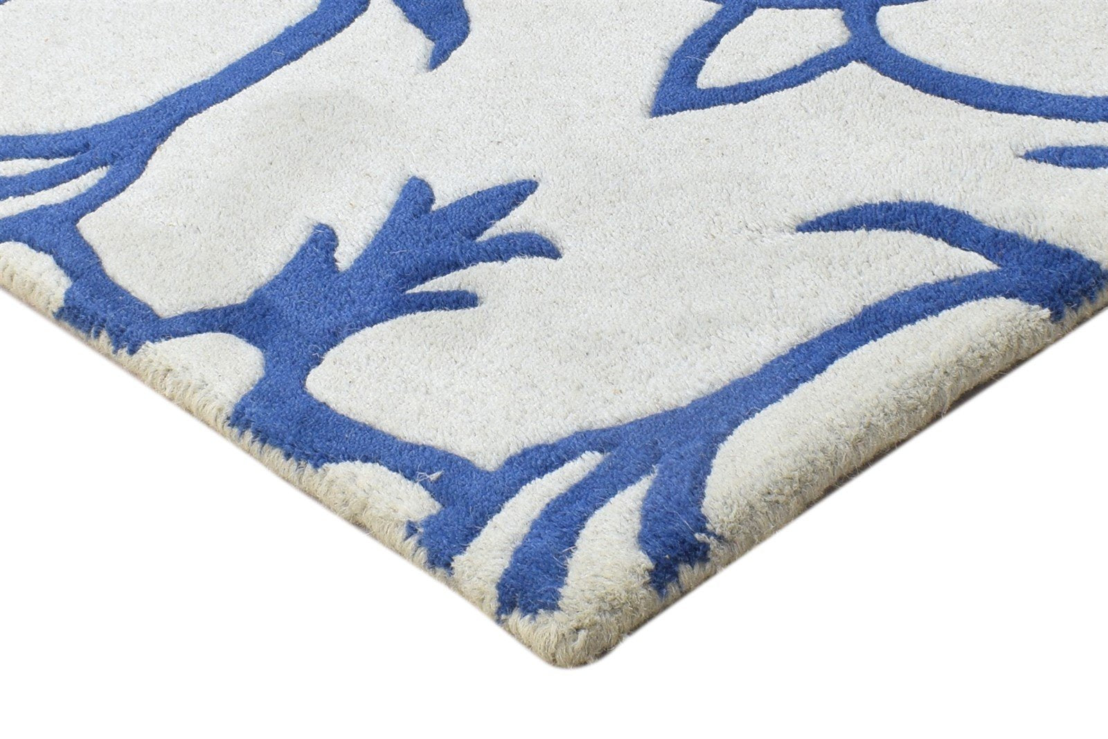 Wool Blue Rug 2' X 2' Modern Hand Tufted Moroccan Trellis Small Carpet 7864127783061