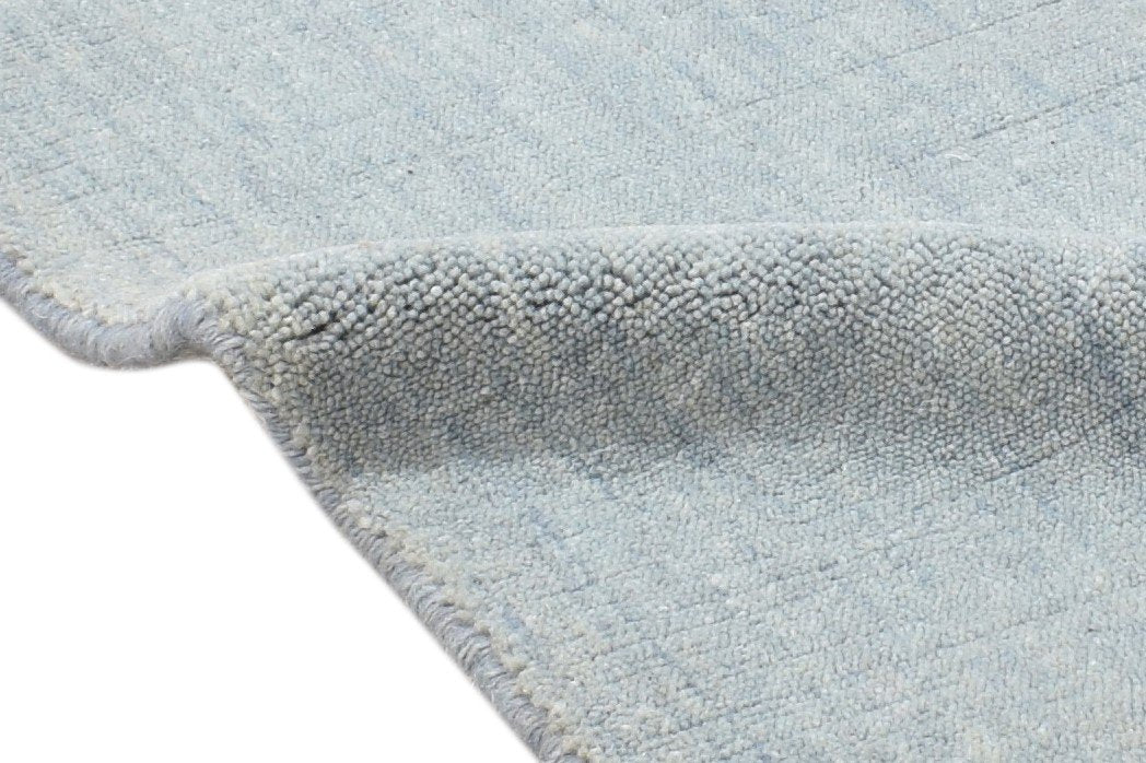 Wool Blue Rug 2' X 2' Modern Handloom Scandinavian Solid Small Carpet 7864126734485