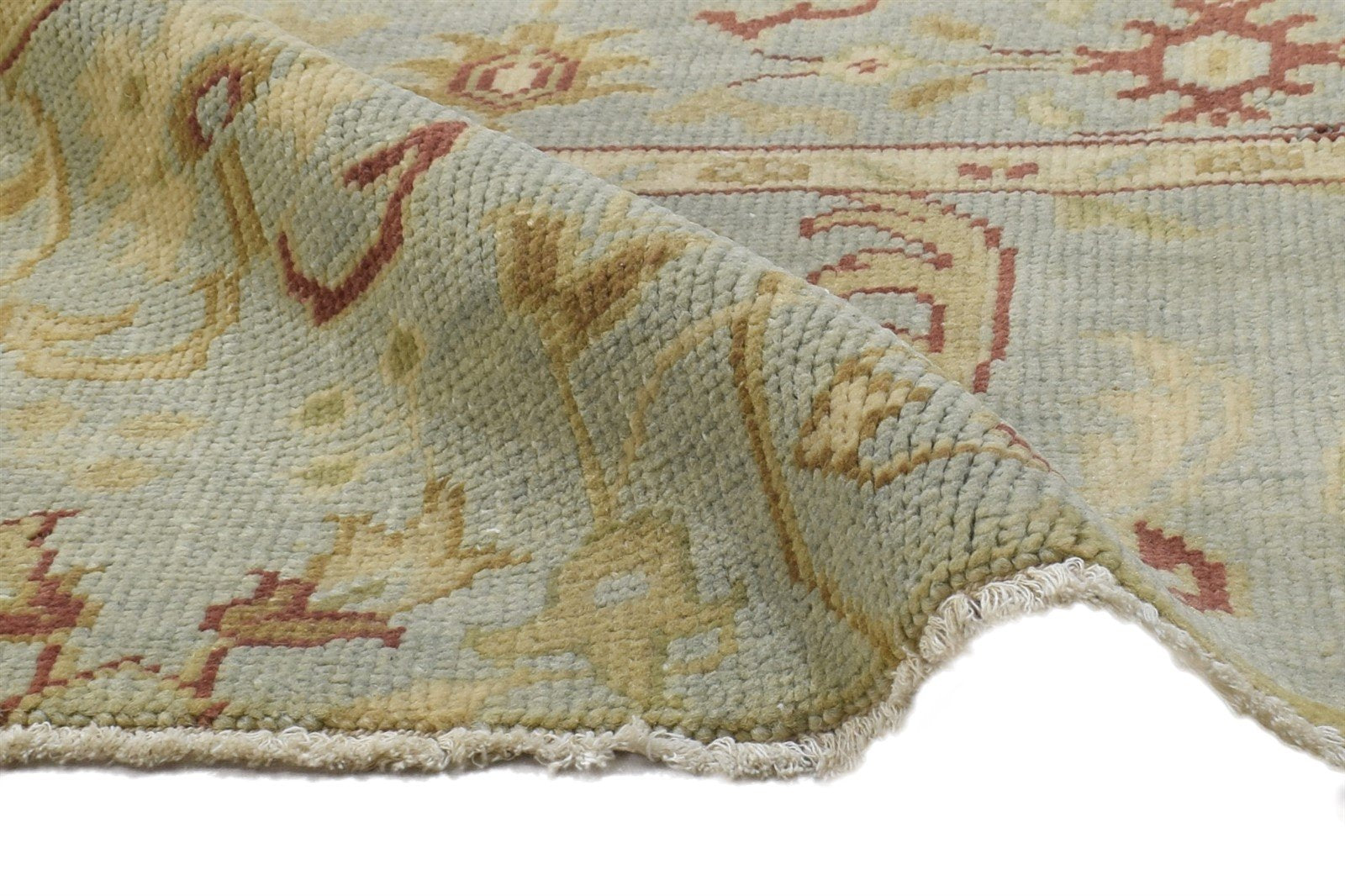 Wool Blue Rug 2' X 2' Persian Hand Knotted Oushak Oriental Small Carpet 7864847499413