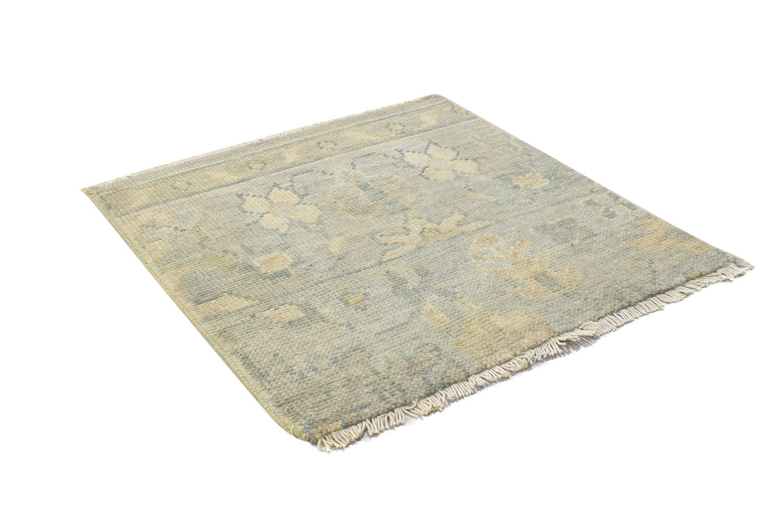 Wool Blue Rug 2' X 2' Persian Hand Knotted Oushak Oriental Small Carpet 7864117493909
