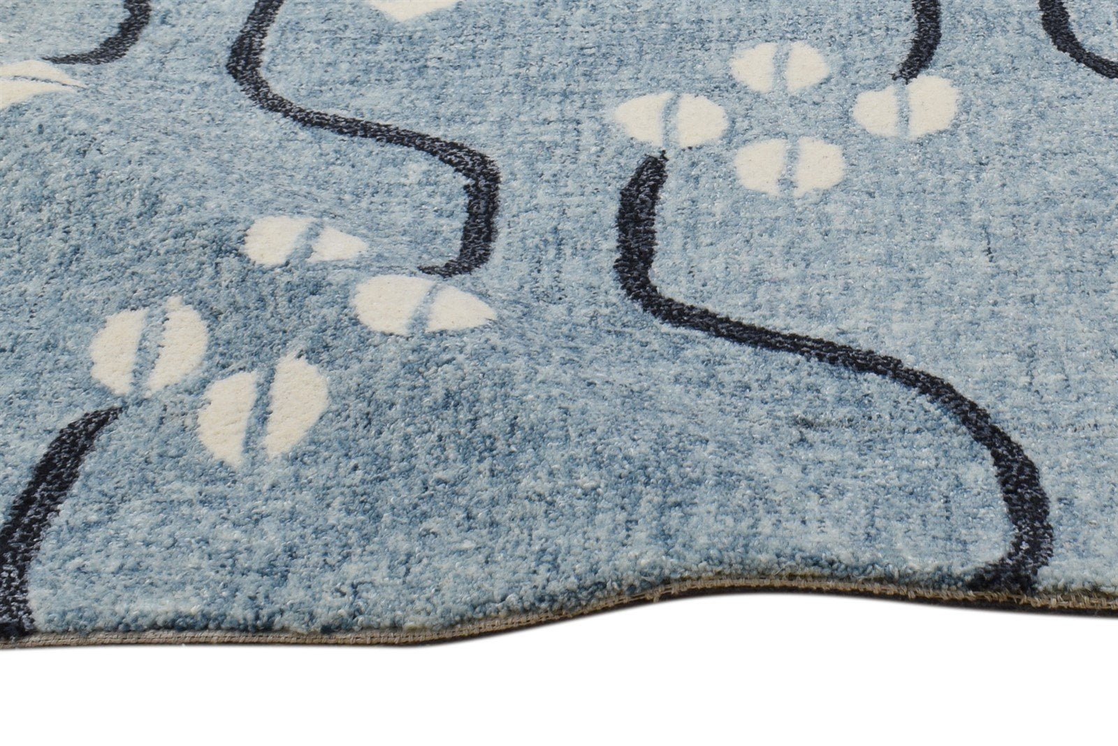 Wool Blue Rug 2' X 3' Modern Hand Tufted French Trellis Small Carpet 7864137744533