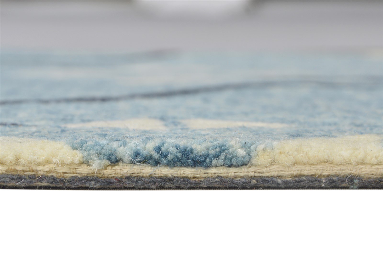 Wool Blue Rug 2' X 3' Modern Hand Tufted French Trellis Small Carpet 7864137744533