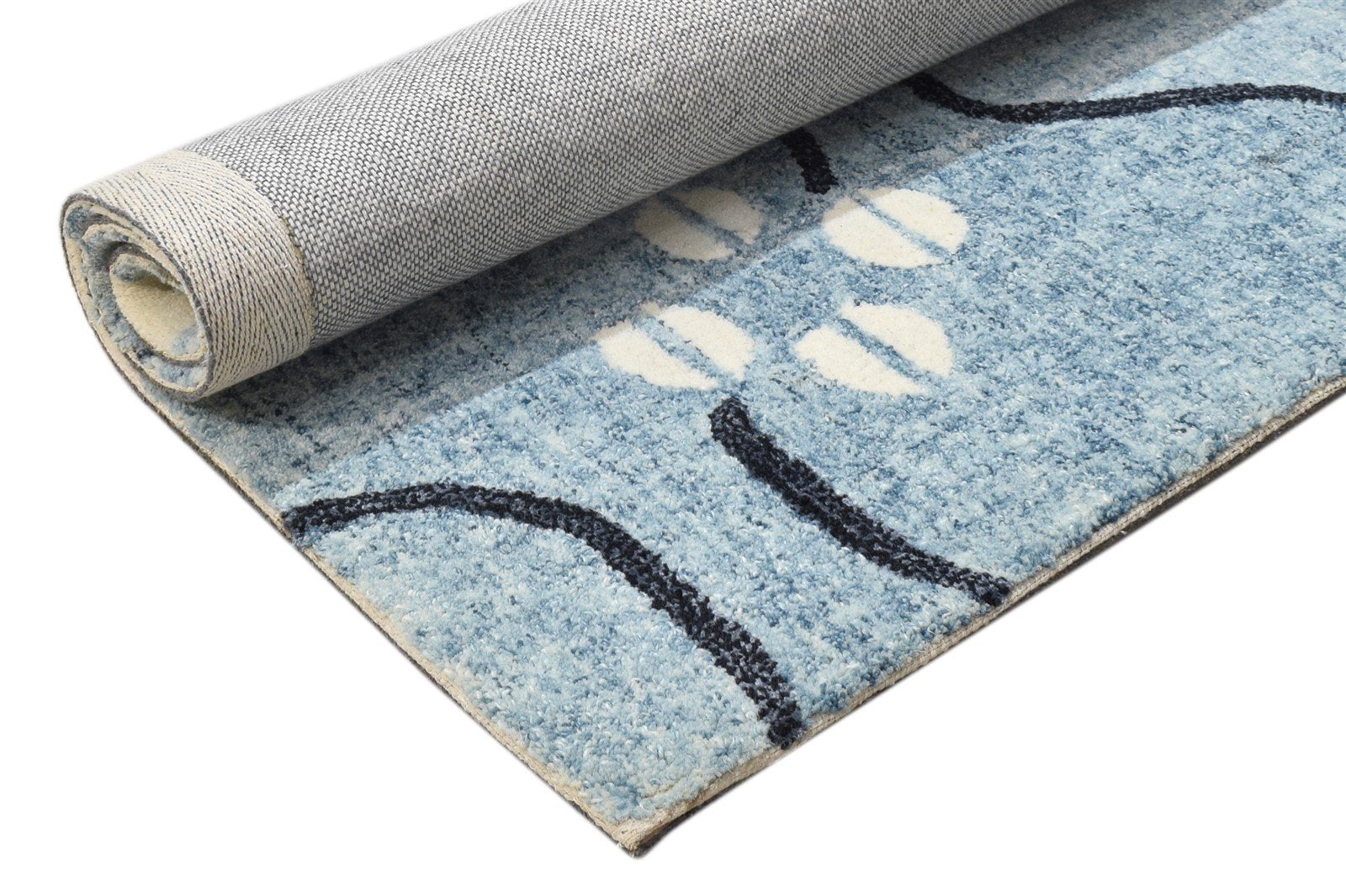 Wool Blue Rug 2' X 3' Modern Hand Tufted French Trellis Small Carpet 7864137744533