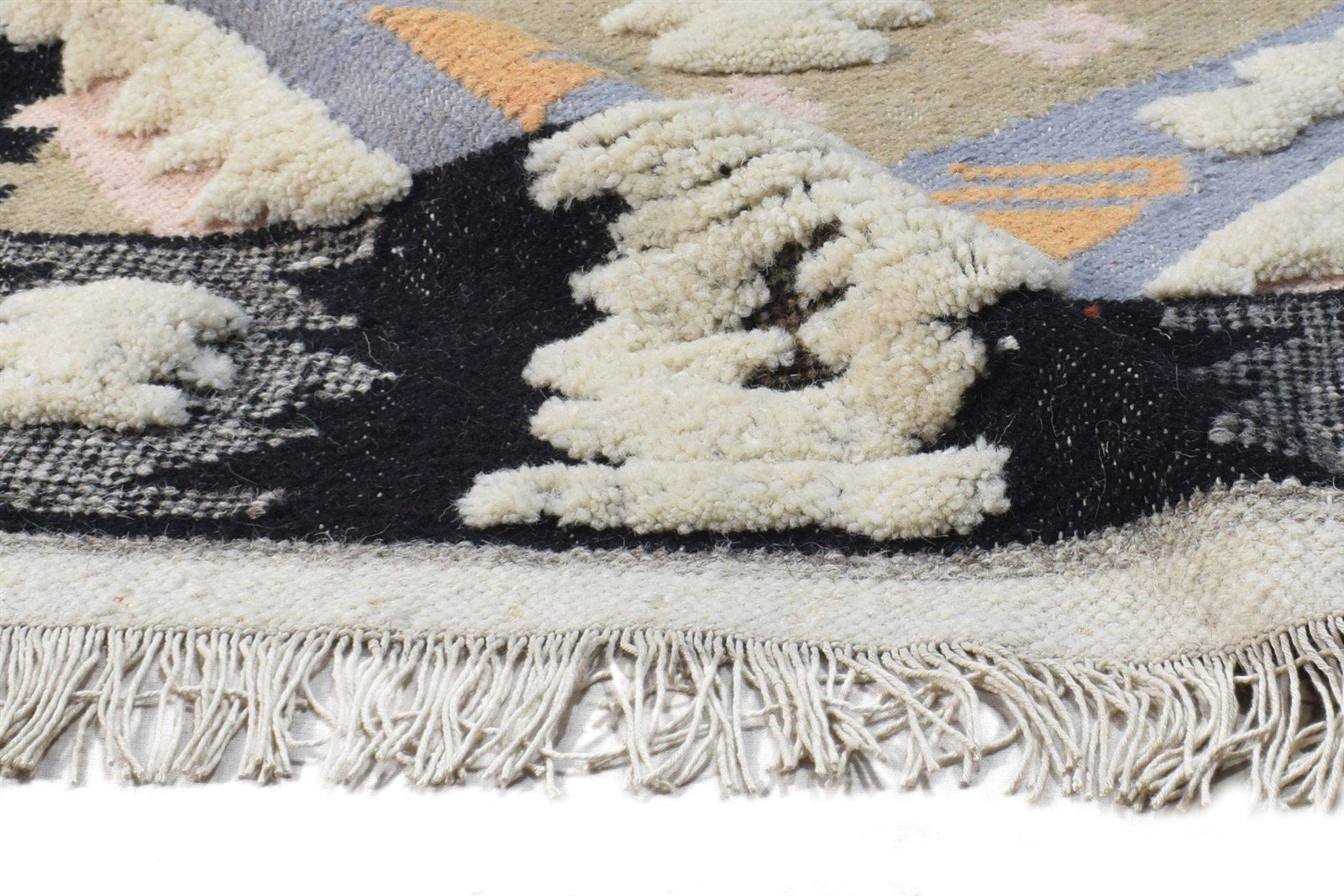 Wool Blue Rug 2' X 3' Southwestern Dhurrie American Tribal Small Carpet 7865081299093