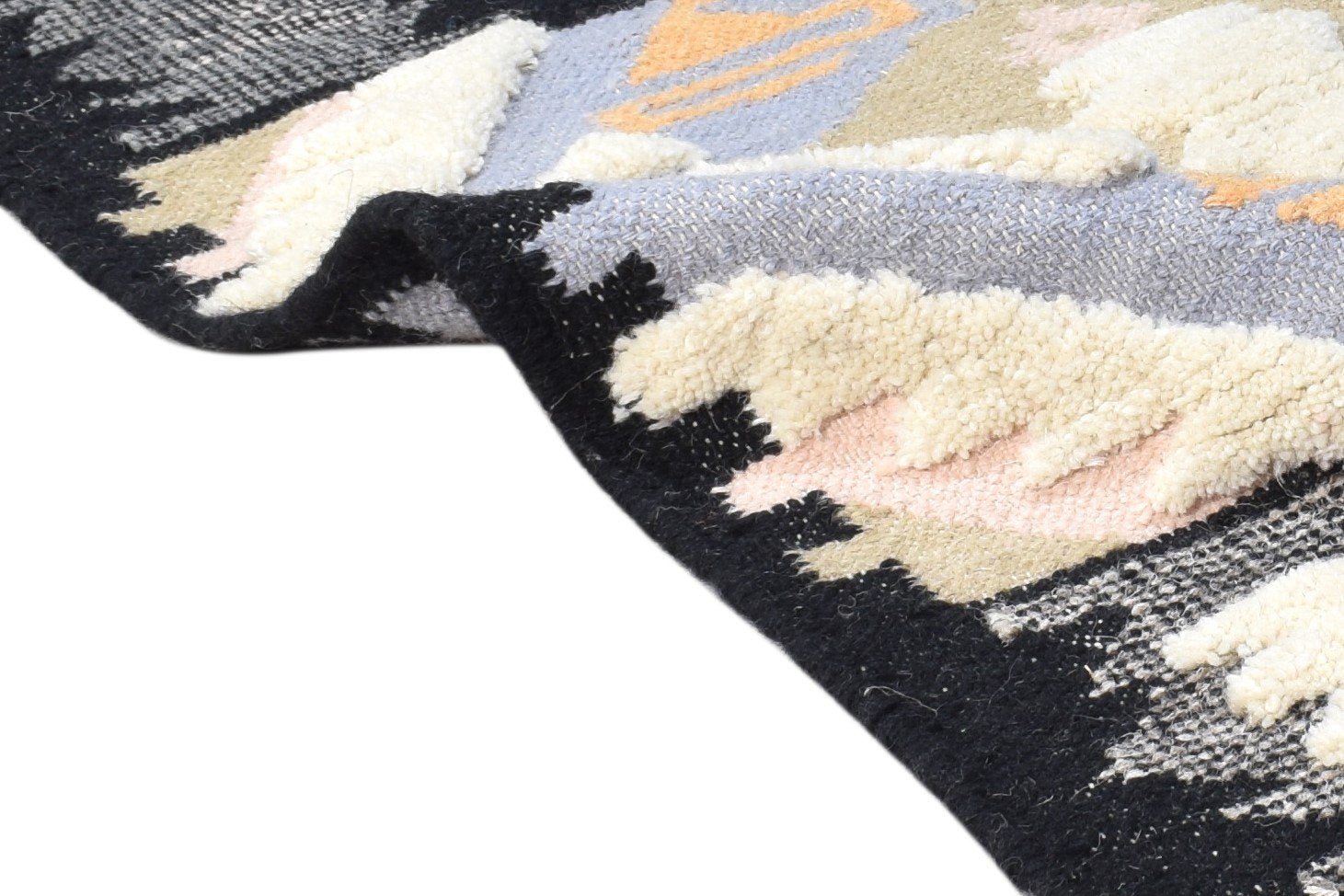 Wool Blue Rug 2' X 3' Southwestern Dhurrie American Tribal Small Carpet 7865081299093