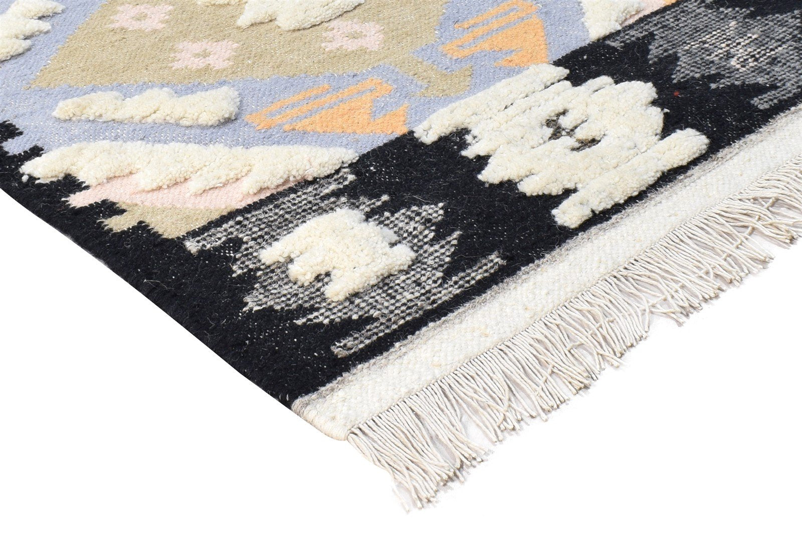 Wool Blue Rug 2' X 3' Southwestern Dhurrie American Tribal Small Carpet 7865081299093