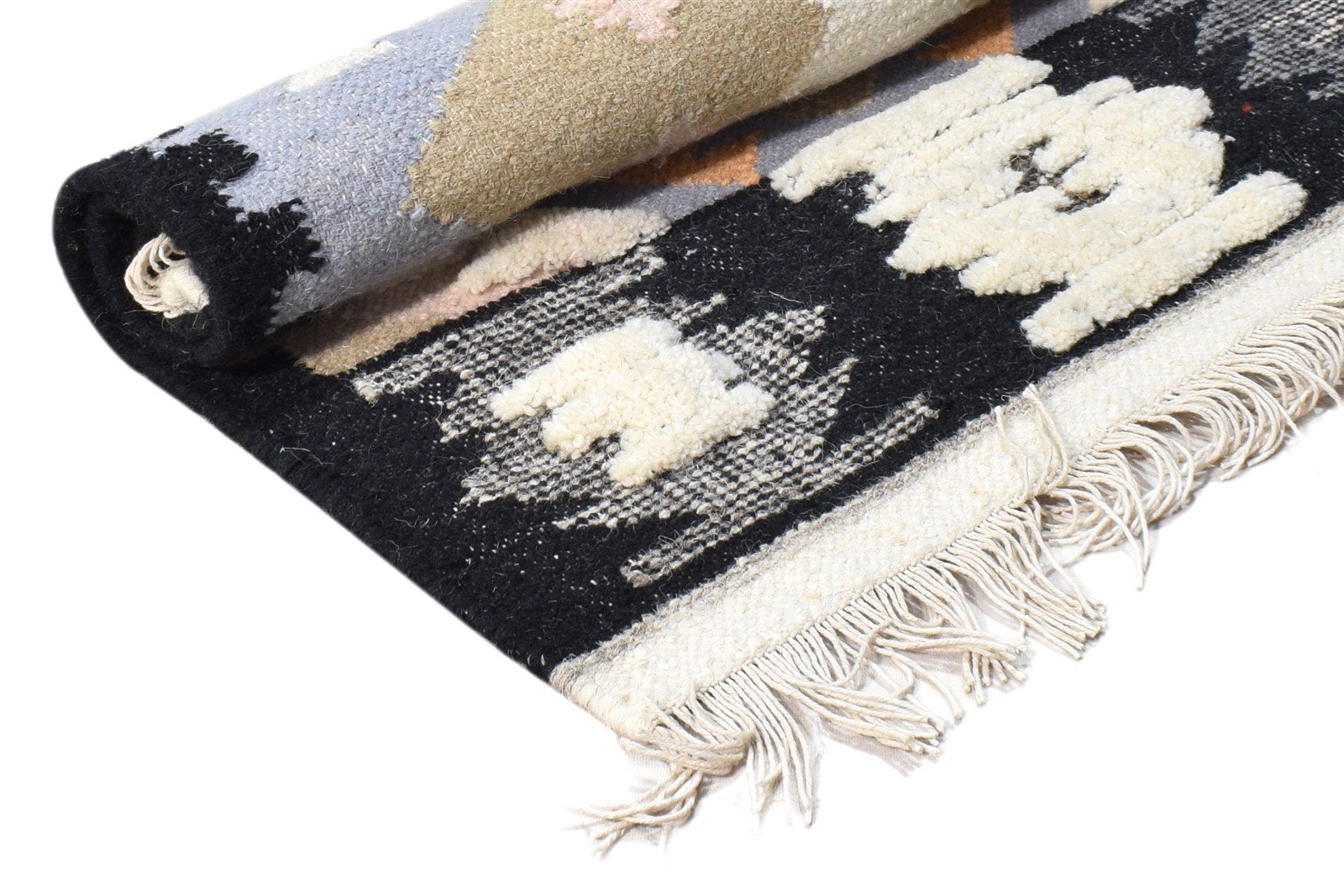 Wool Blue Rug 2' X 3' Southwestern Dhurrie American Tribal Small Carpet 7865081299093