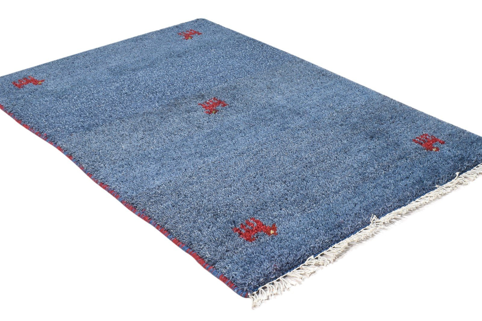Wool Blue Rug 2' X 3' Southwestern Hand Knotted American Tribal Small Carpet 7865052364949
