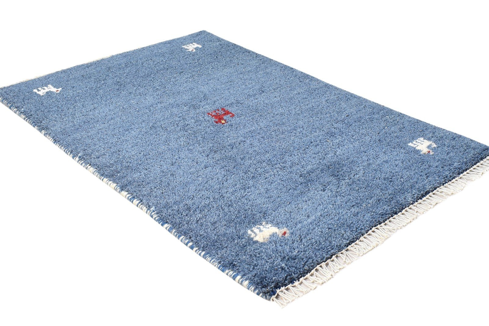 Wool Blue Rug 2' X 3' Southwestern Hand Knotted American Tribal Small Carpet 7865062097045