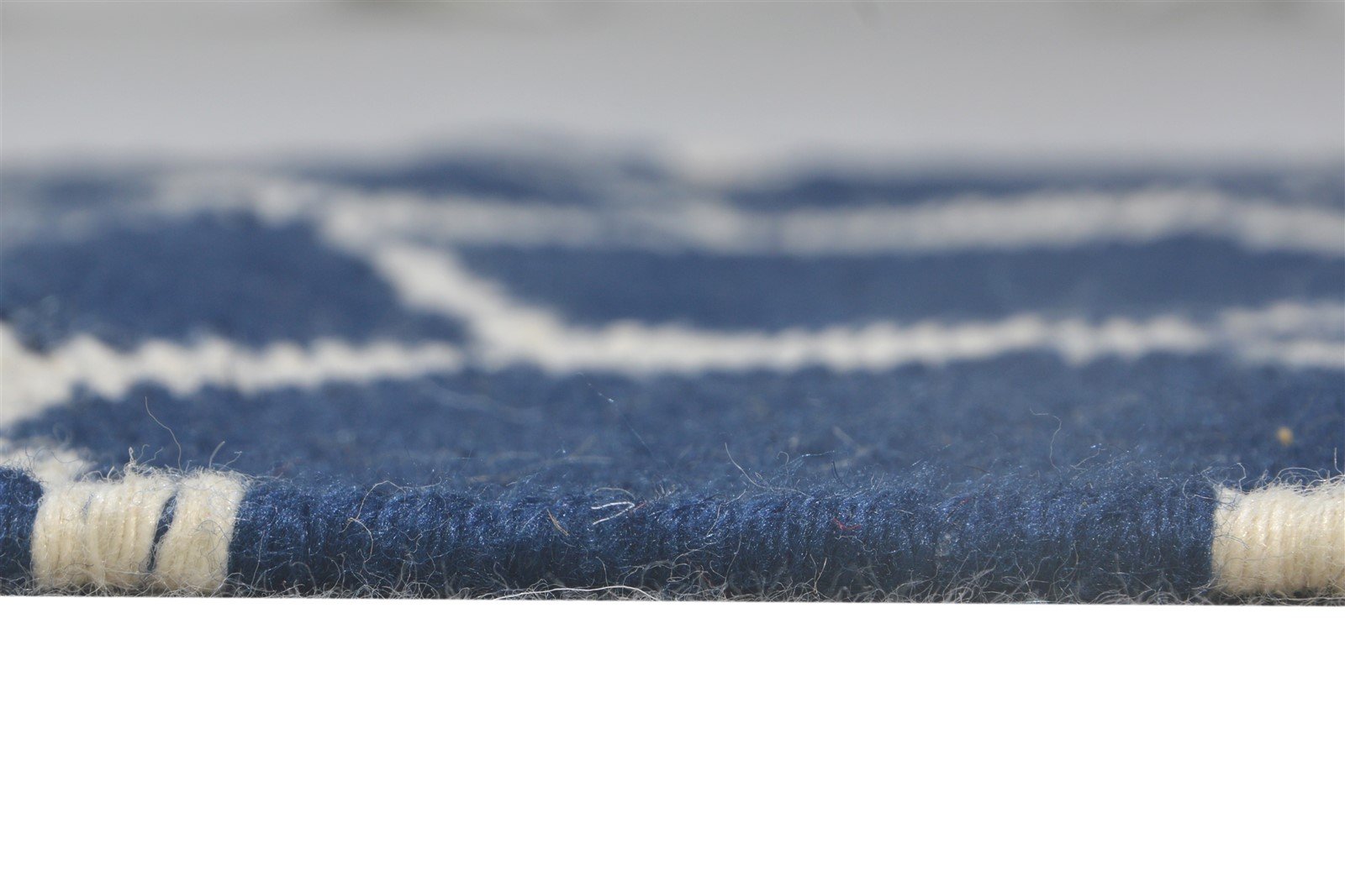 Wool Blue Rug 2' X 6' Modern Dhurrie Scandinavian Nordic Small Runner 7865198117013