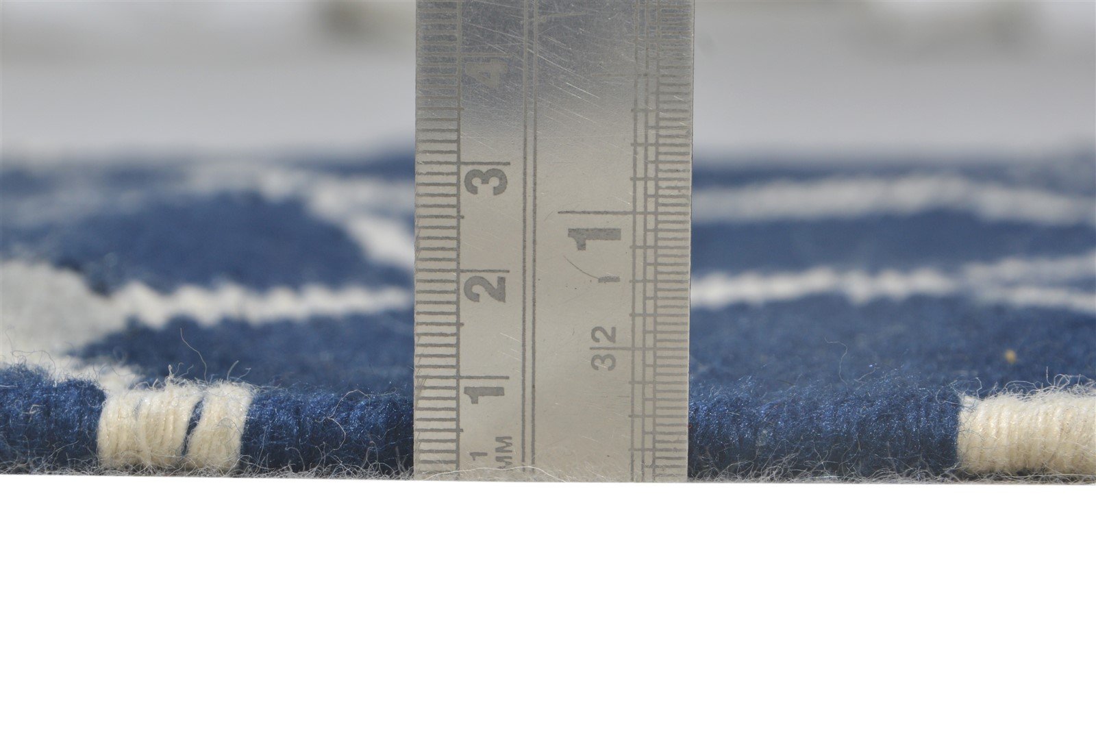 Wool Blue Rug 2' X 6' Modern Dhurrie Scandinavian Nordic Small Runner 7865198117013