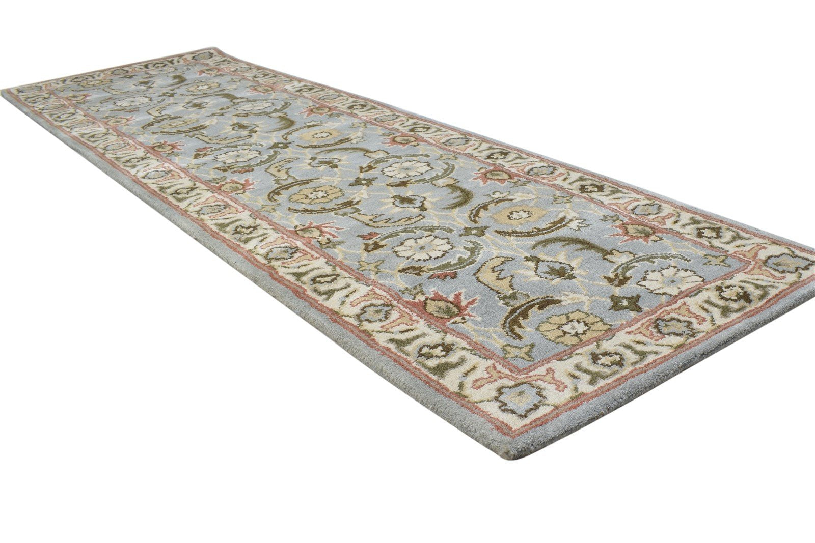 Wool Blue Rug 2' X 8' Persian Hand Tufted Kashan Oriental Small Runner 7864857559189