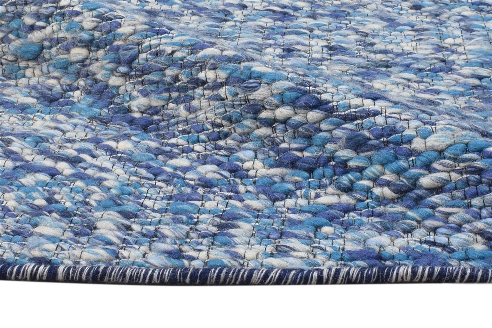 Wool Blue Rug 3' X 4' Modern Hand Woven Scandinavian Solid Small Carpet 7865071894677