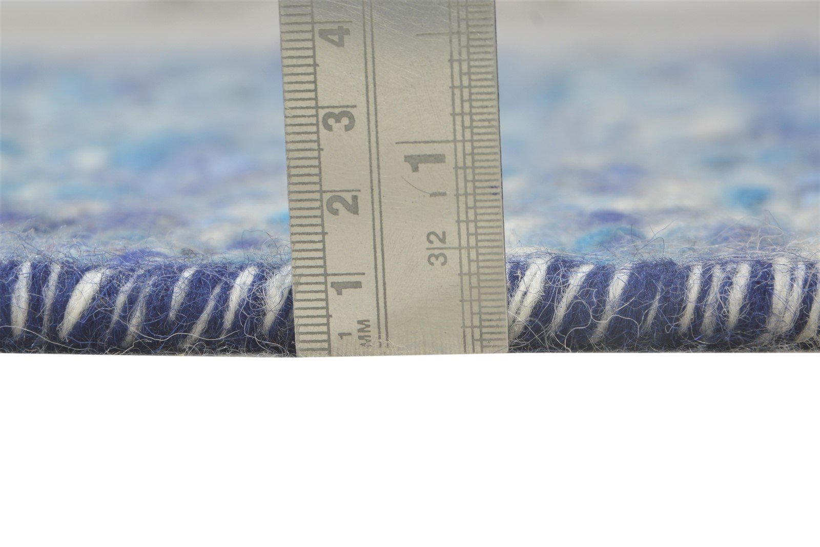Wool Blue Rug 3' X 4' Modern Hand Woven Scandinavian Solid Small Carpet 7865071894677