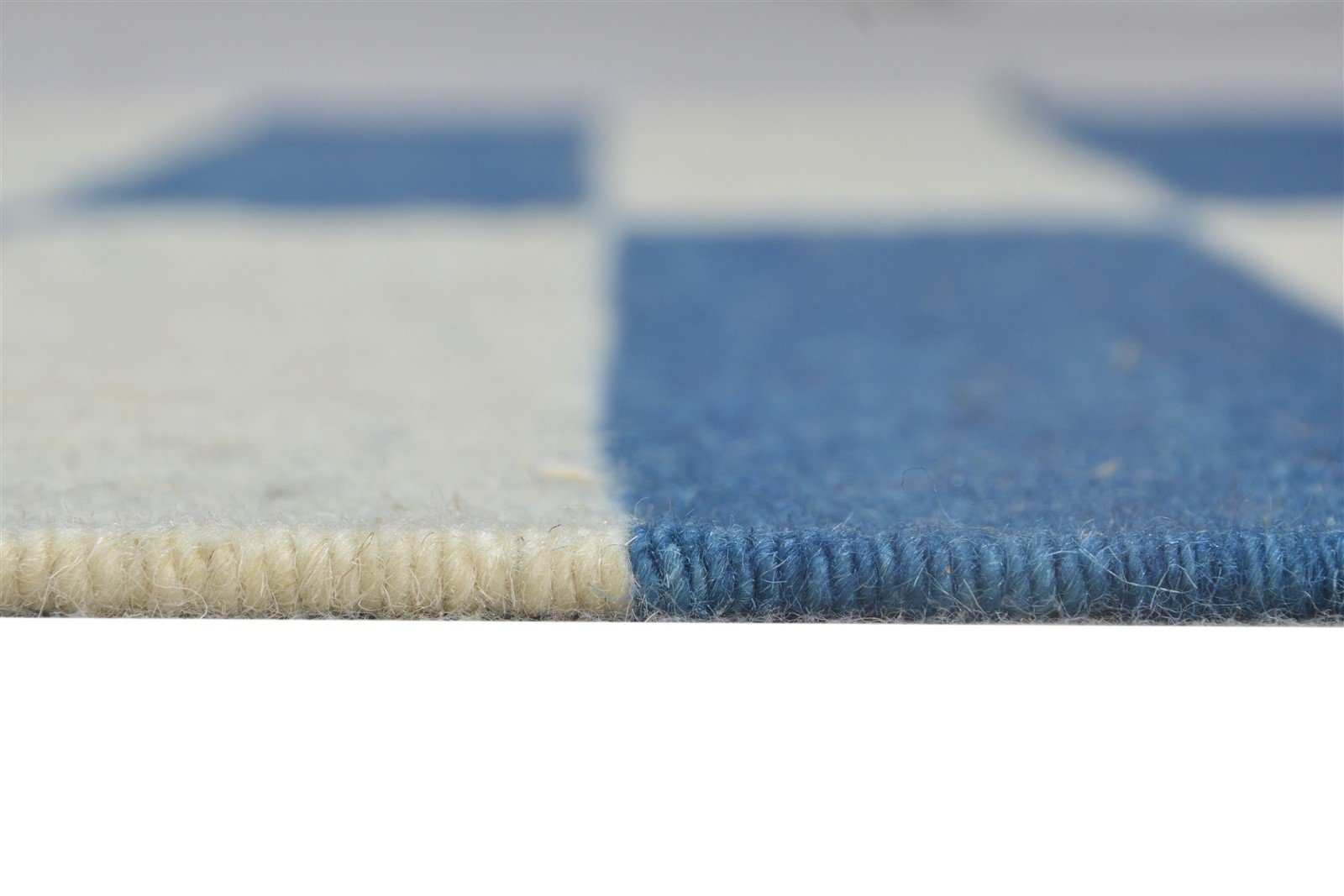 Wool Blue Rug 3' X 5' Transitional Dhurrie European Striped Small Carpet 7864671371413