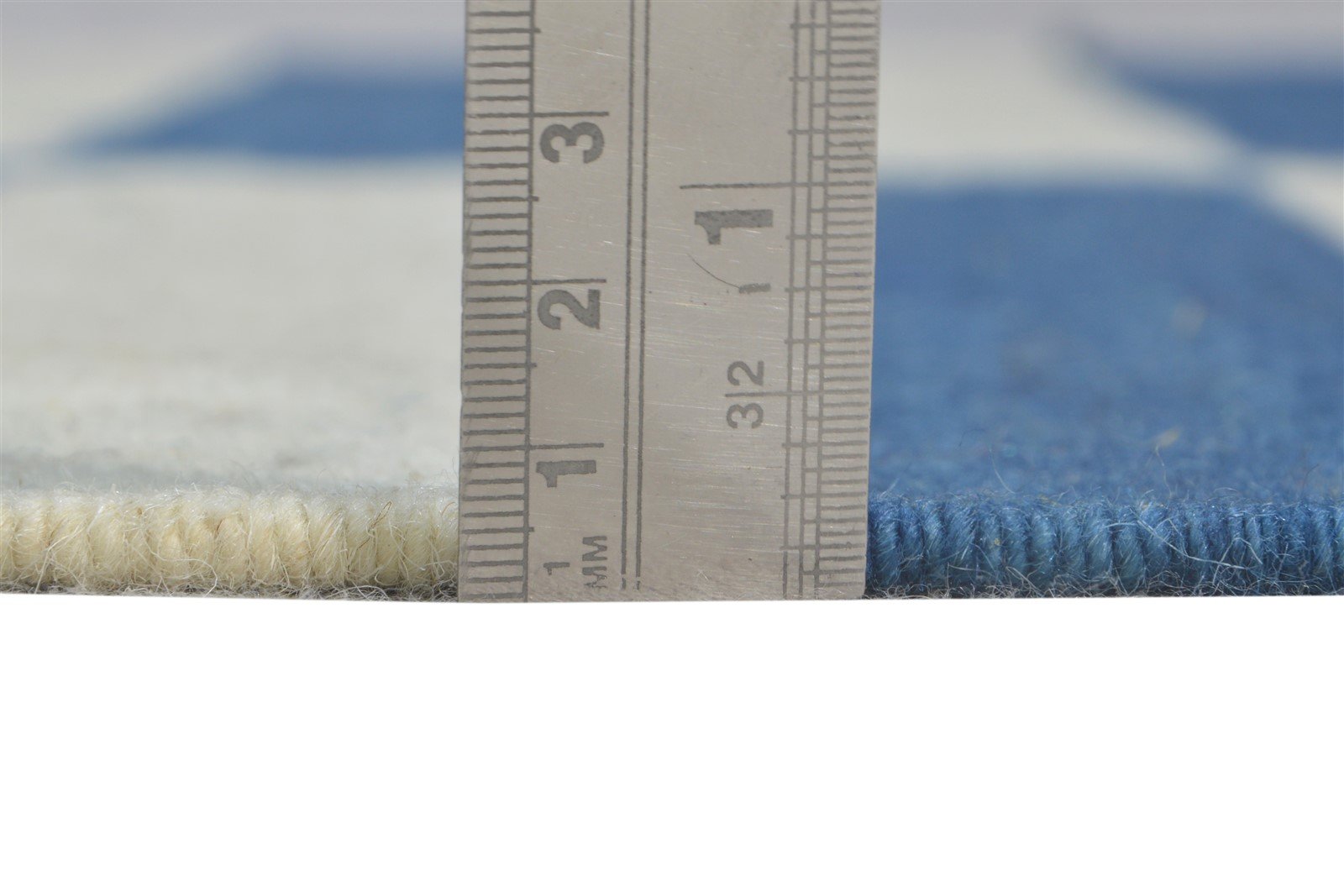 Wool Blue Rug 3' X 5' Transitional Dhurrie European Striped Small Carpet 7864671371413
