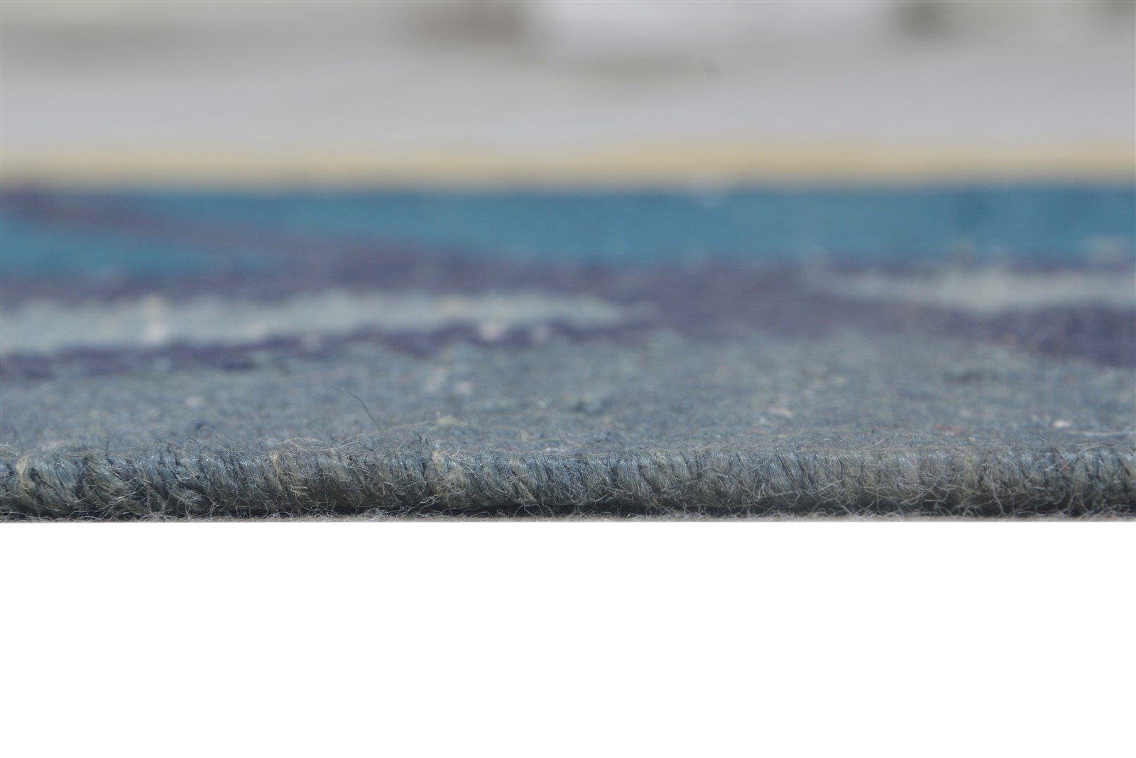 Wool Blue Rug 3' X 7' Modern Dhurrie American Abstract Small Runner 7864670716053