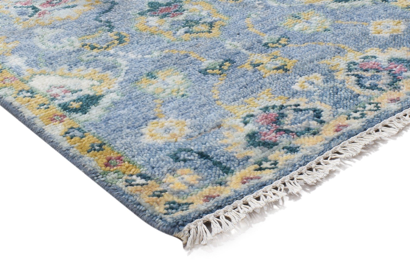 Wool Blue Rug 3' X 8' Persien Hand Knotted Oushak Oriental Small Runner 7865017598101