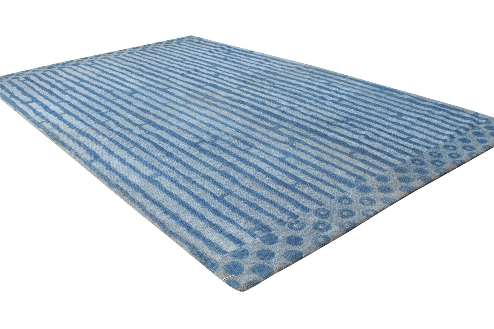 Wool Blue Rug 4' X 6' Modern Dhurrie American Abstract Room Size Carpet 7864671076501