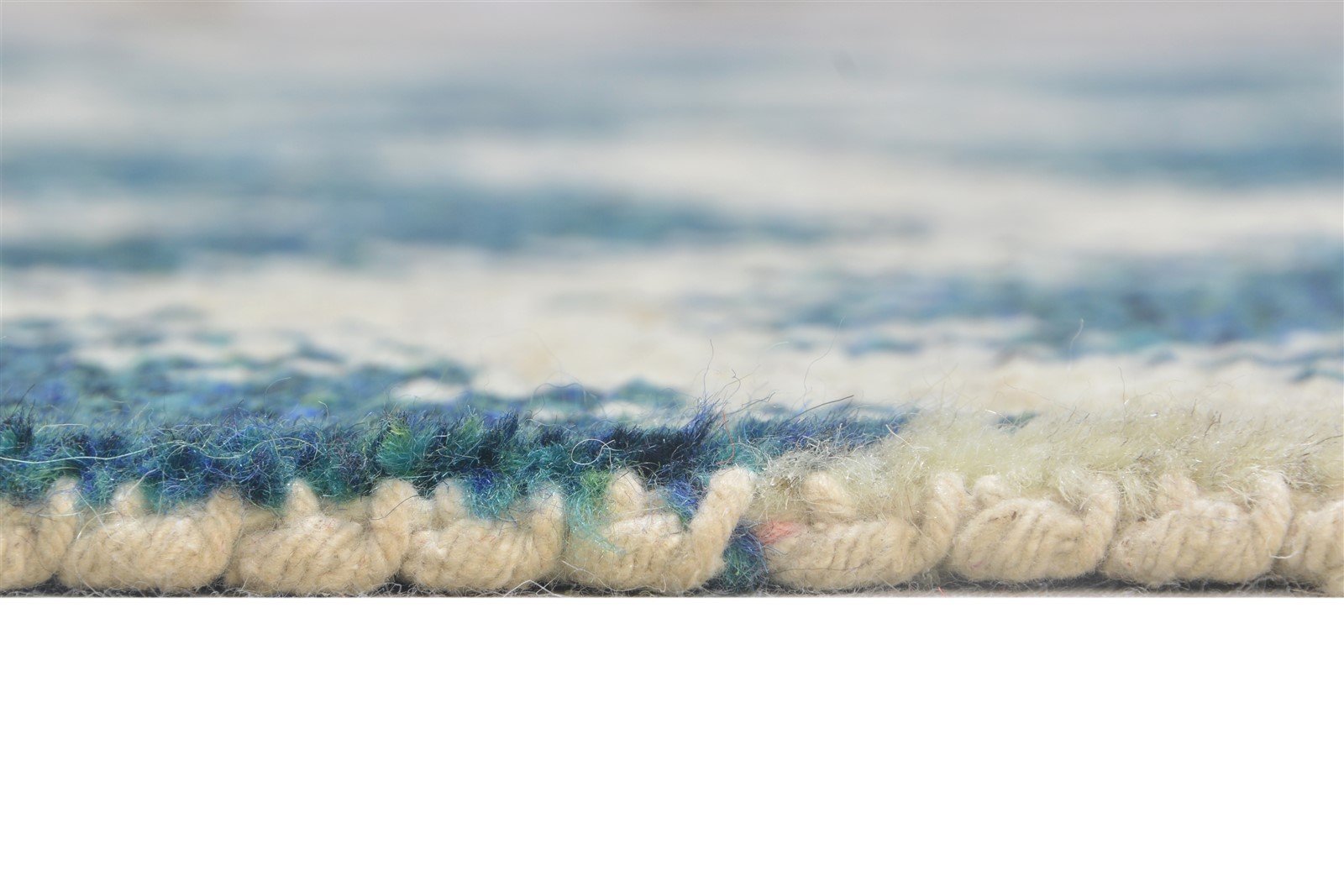 Wool Blue Rug 4' X 6' Modern Hand Knotted Scandinavian Chevron Room Size Carpet 7864875647125