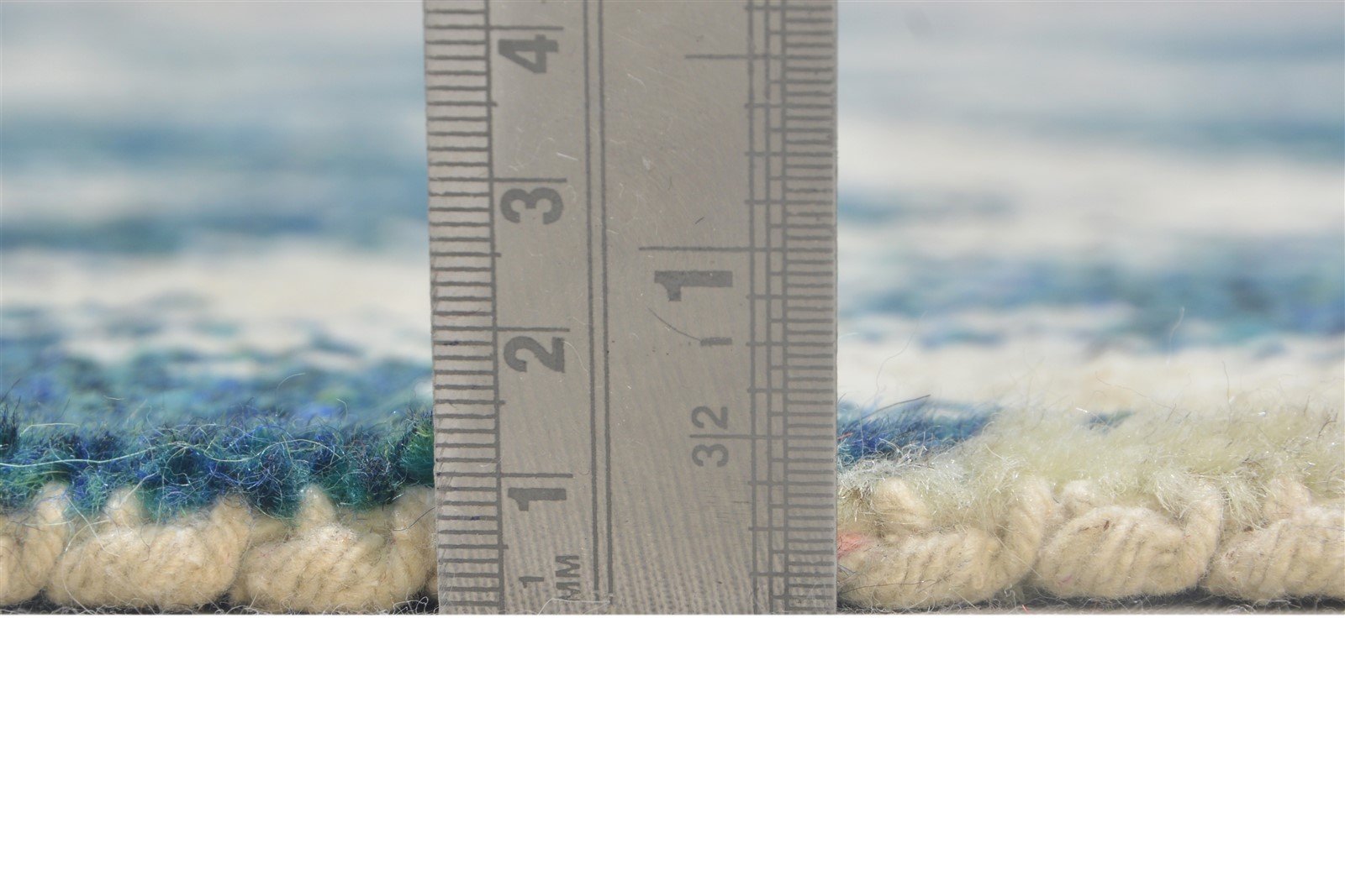 Wool Blue Rug 4' X 6' Modern Hand Knotted Scandinavian Chevron Room Size Carpet 7864875647125