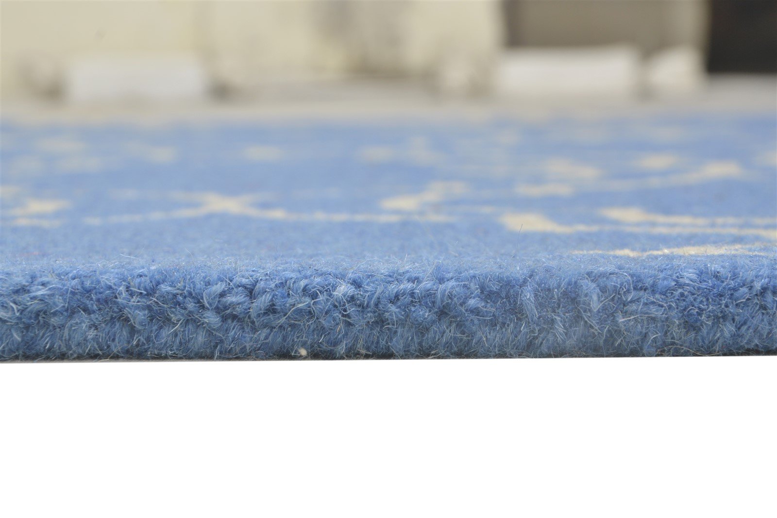 Wool Blue Rug 4' X 6' Modern Hand Tufted Moroccan Trellis Room Size Carpet 7864308531349