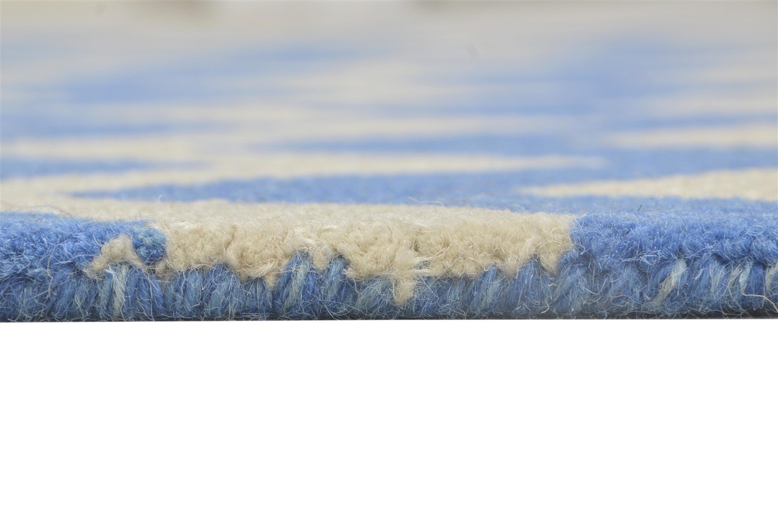 Wool Blue Rug 4' X 6' Modern Hand Tufted Scandinavian Chevron Room Size Carpet 7864292868245