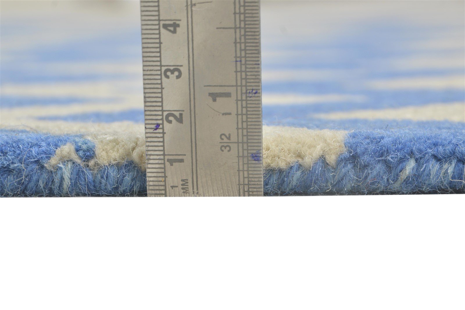 Wool Blue Rug 4' X 6' Modern Hand Tufted Scandinavian Chevron Room Size Carpet 7864292868245
