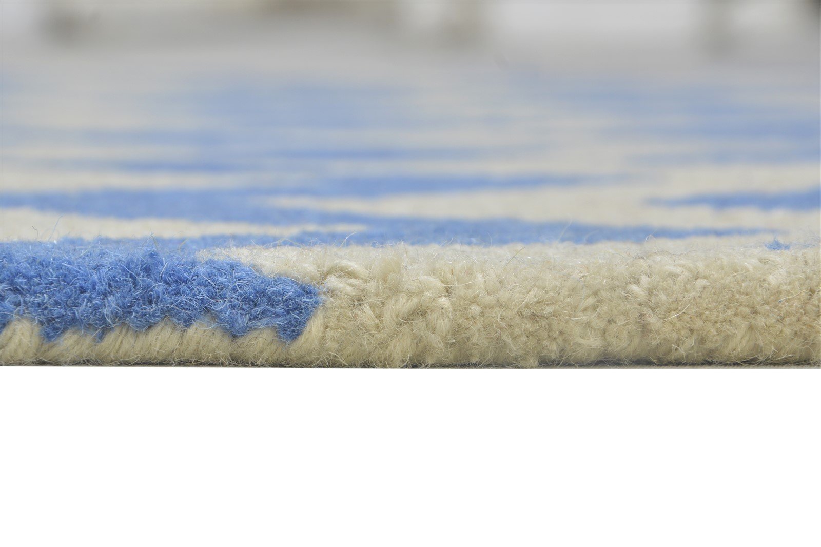 Wool Blue Rug 4' X 6' Modern Hand Tufted Scandinavian Chevron Room Size Carpet 7864307482773