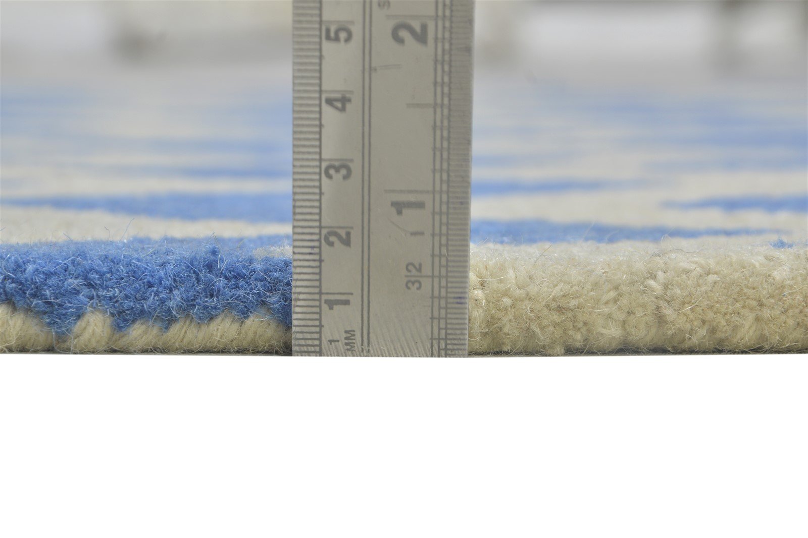 Wool Blue Rug 4' X 6' Modern Hand Tufted Scandinavian Chevron Room Size Carpet 7864307482773