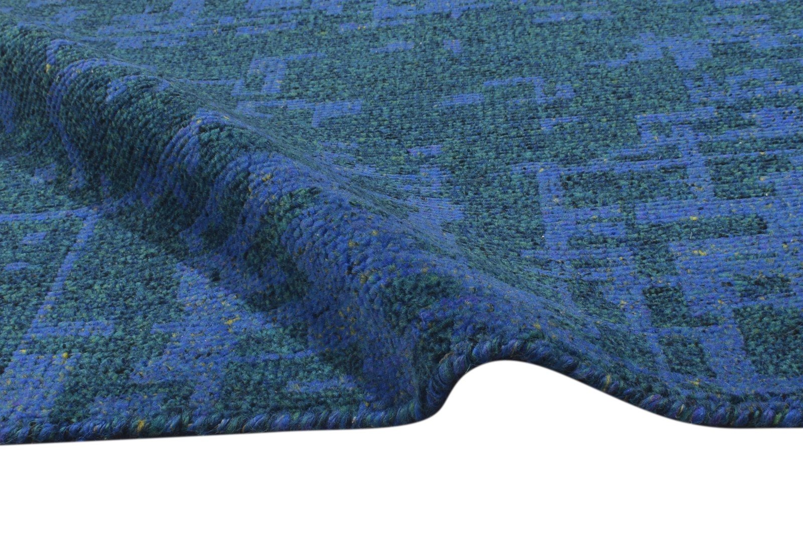 Rebe Wool Blue Rug 5' X 6' Modern Hand Knotted Indian Abstract 7864871420053