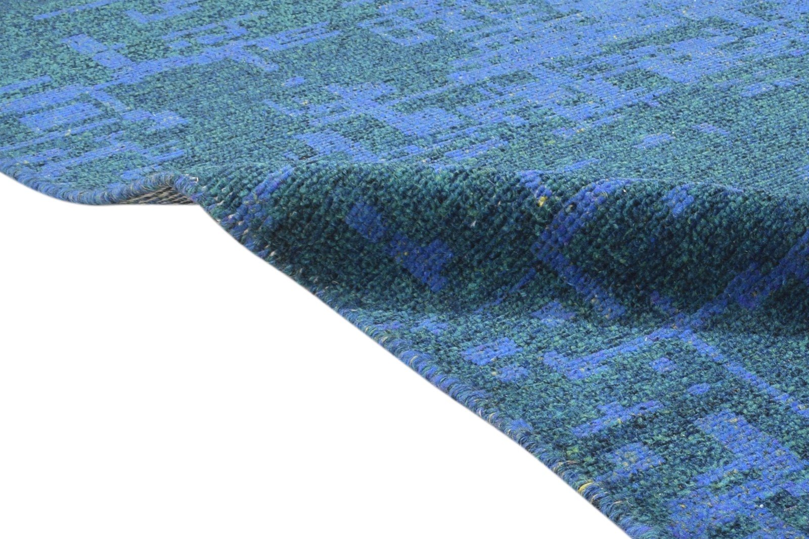 Rebe Wool Blue Rug 5' X 6' Modern Hand Knotted Indian Abstract 7864871420053