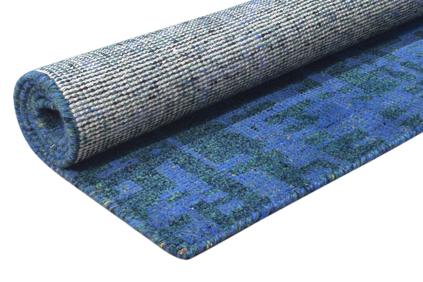 Rebe Wool Blue Rug 5' X 6' Modern Hand Knotted Indian Abstract 7864871420053