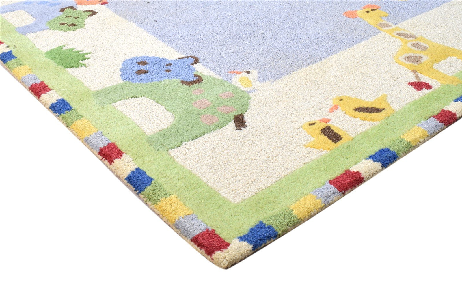 Wool Blue Rug 5' X 7' Modern Hand Tufted Indian Animal Print Room Size Carpet 7864096882837